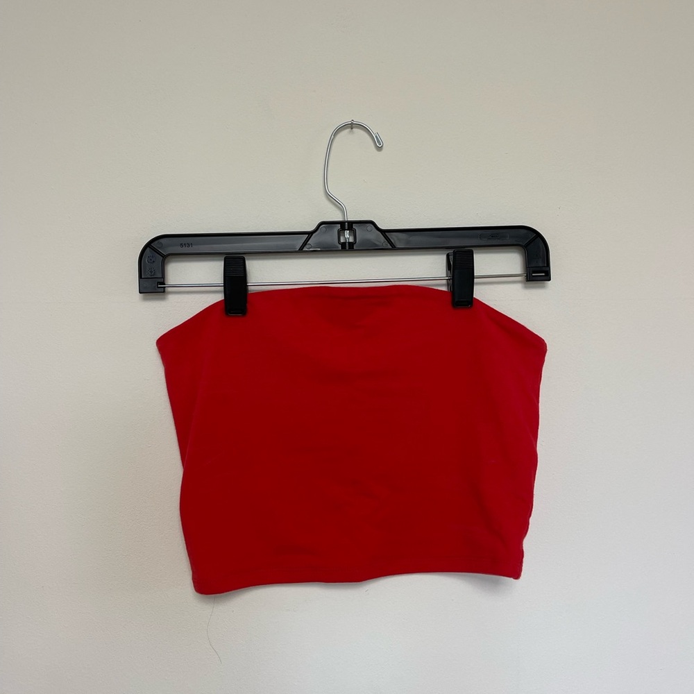 Garage Red Strapless Tube Crop Top